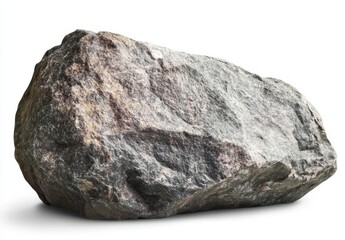 Large Gray Boulder on White Background