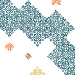 Islamic Geometric Ornament on Abstract Diagonal Composition with Stroke and Silhouette Textured