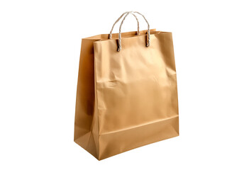 Brown paper shopping bag isolated on transparent background