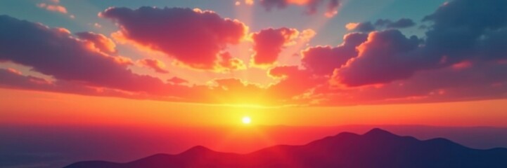 Abstract sunset sky with orange hues in the distance, orange, soft colors, purple