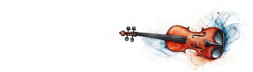 Fototapeta premium Artistic illustration of a violin surrounded by swirling colors, perfect for music-related projects and creative designs.