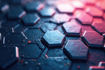 Fototapeta premium Abstract hexagonal metal background with soft lighting and subtle gradient effects, sleek, background, hexagonal