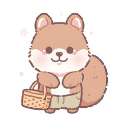 Cute Squirrel Cartoon with Basket