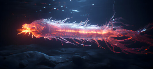 epic oarfish battle sea, ai generative