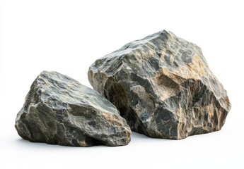 Obraz premium Two Dark Gray Rocks on White Background
