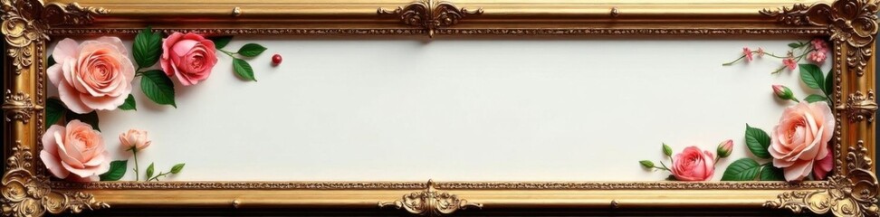 Ornate picture frame with gilded details and floral patterns, gold leaf, classic