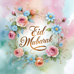 Elegant Eid Mubarak Digital Artwork | Islamic Calligraphy & Festive Lanterns