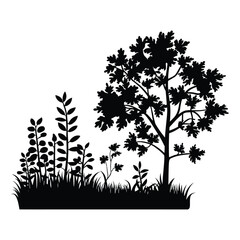 Botany Silhouette, Vector, Icon, Logo, White Background.