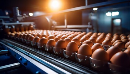 Fototapeta premium eggs in a processing plant on a production line