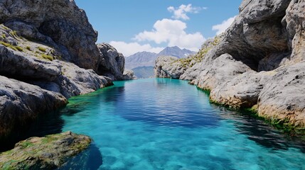 Scenic nature photography majestic mountain river flowing through tranquil rocky environment