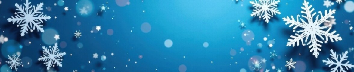 Snowflakes on blue background with modern card set elements, illustration, pattern