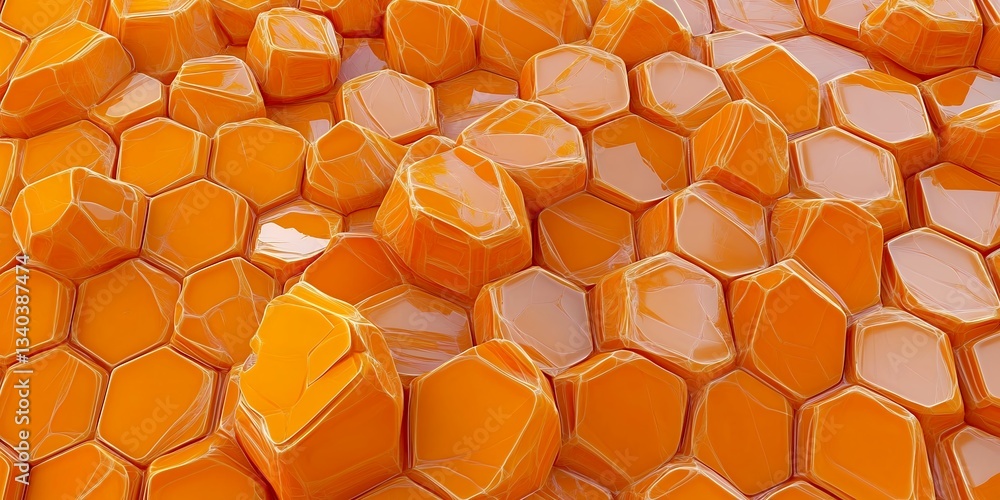 Poster abstract orange hexagonal pattern background shiny 3d geometric design