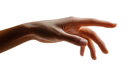 Female hand holding something isolated on white background