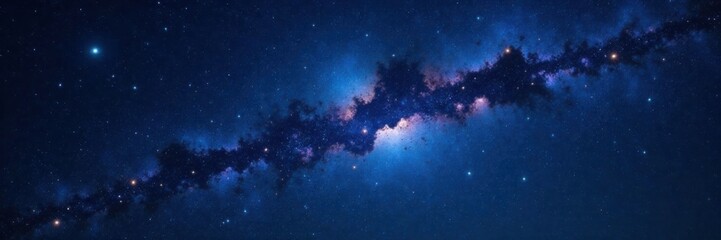 Obraz premium Dark night sky with stars and galaxies in a vast universe background, celestial, astronomy, cosmos