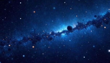 Fototapeta premium Dark blue galaxy background with thousands of twinkling stars and planets, background, celestial