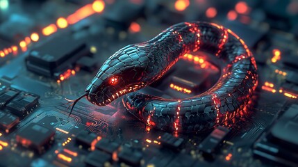 Cyber Snake: A Digital Threat on a High-Tech Circuit Board Landscape