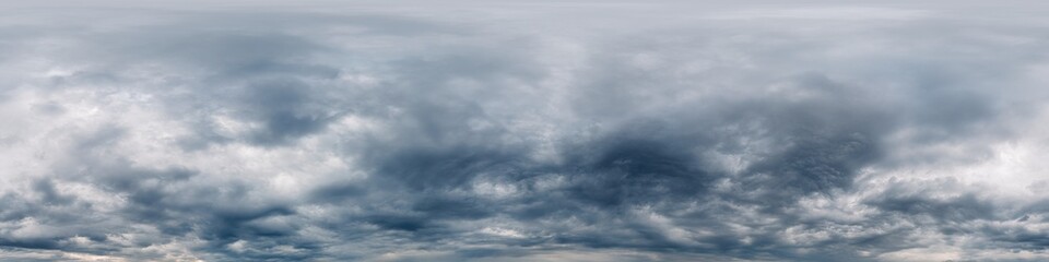 Obraz premium Dramatic Sunset sky 360 panorama. Vibrant sky with bright glowing red pink Cumulus clouds. HDR 360 seamless spherical panorama. Sky dome for aerial drone panoramas. Climate and weather change