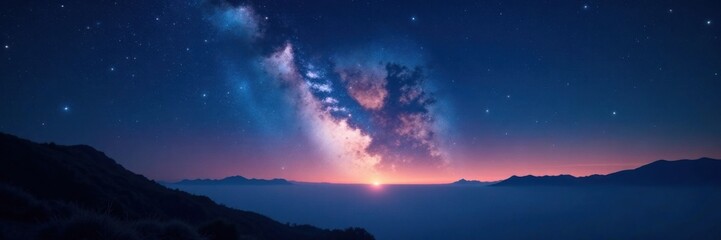 Fototapeta premium Darkness illuminated by starlight in the vast expanse of the night sky, shine, darkness