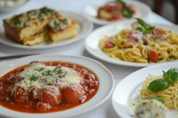 Fototapeta premium Assortment of traditional Italian dishes. Italian food 