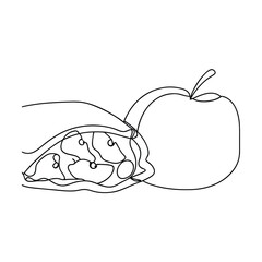 SingleLine Apple Pie Drawing Delicious Fruit Dessert Art