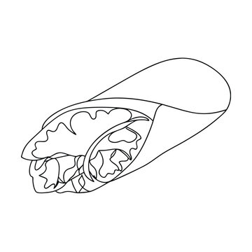 recommend clip art: Simple Line Drawing of a Delicious Burrito Wrap