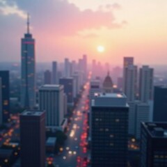 Obraz premium Soft morning light falls on a blurred cityscape, ambiance, atmosphere, blur