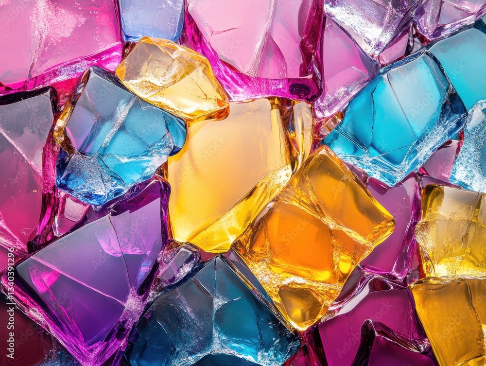 Poster vibrant mosaic of colorful glass pieces creating a captivating abstract pattern and texture close up