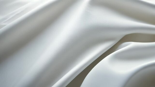 Elegant white fabric waves gently, a textured, flowing and calming background
