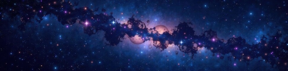 Fototapeta premium Deep space canvas with innumerable stars twinkling in darkness, celestial bodies, blackness