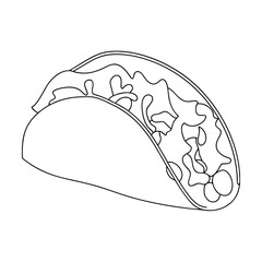 Delicious Mexican Taco Line Art Simple Food Illustration