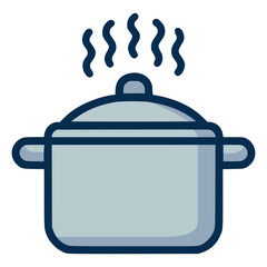 kitchen pot cooking appliance flat color vector illustration template design