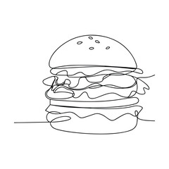 SingleLine Drawing of a Delicious Juicy Burger