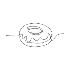Single Line Drawing Delicious Glazed Donut Sweet Treat Bakery