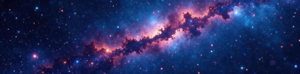 Naklejka premium Sparkling starry night scene with constellations, nebulae, and stardust in a vast, star-filled universe, galaxy, nebulas