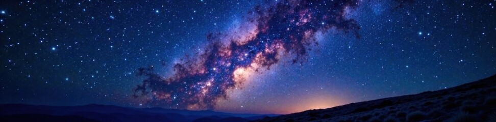 Fototapeta premium Sparkling starry night with a vast expanse of darkness and shooting stars in the galaxy , night sky, stars