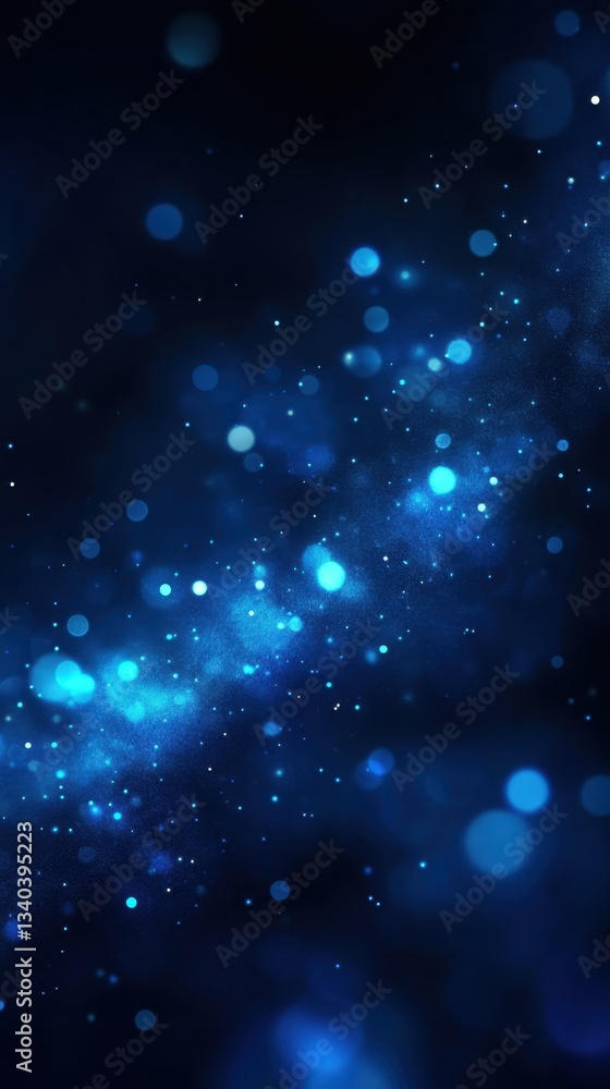 Poster captivating cosmic blue bokeh lights on dark background creating a dreamy ethereal atmosphere with a