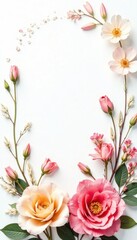 Delicate floral arrangement on a white background, petals, daisies