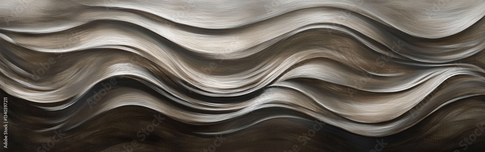 Aufkleber Soft pencil strokes create waves of muted amber and gray in an abstract art piece reflecting natural forms and fluidity