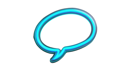 Glossy speech bubble showing online chatting and social media communication on transparent background