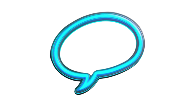 Glossy speech bubble showing online chatting and social media communication on transparent background