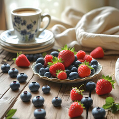 Delicious Breakfast with Fresh Berries on a Plate"