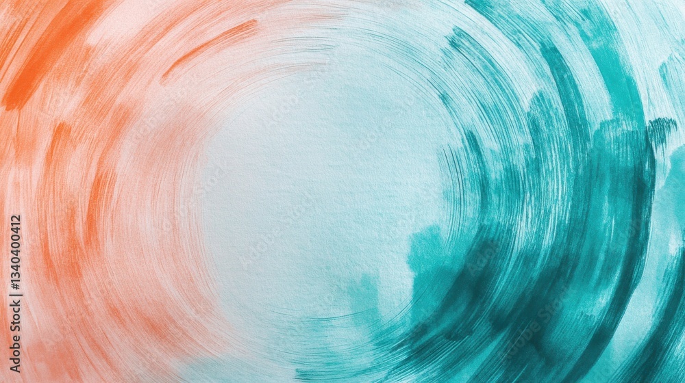 Fototapete Artistic abstract design using faint pencil strokes to create a dynamic blend of colors in circular transitions on textured paper