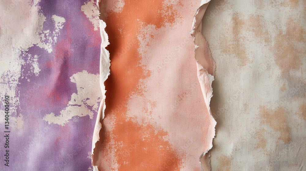 Leinwandbilder elegant pencil strokes create abstract patterns on torn edges of textured fabric backgrounds showcas