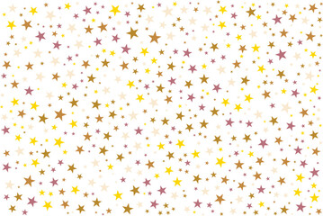 Abstract gold star pattern. Yellow, orange and golden star wallpaper. Golden star glitter. Texture of gold foil 