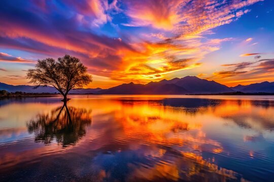 Majestic Silhouette at Hanna Lake, Quetta, Pakistan - Serene Sunset Landscape