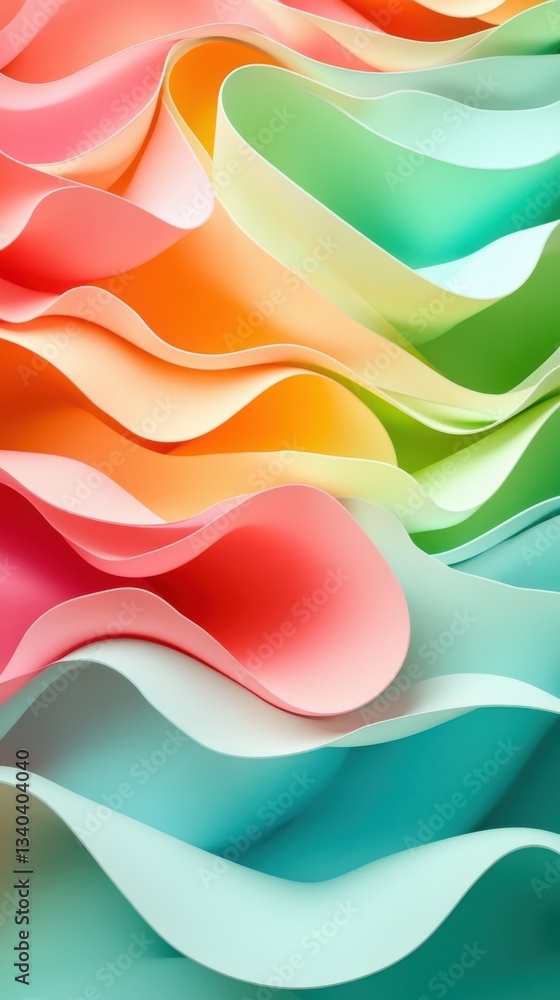 Poster vibrant wave pattern in lime green and turquoise flows gracefully across a colorful backdrop