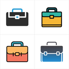 Briefcase vector icon set