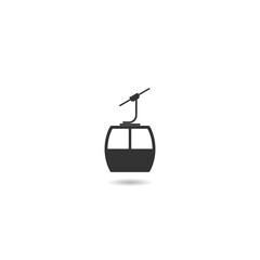 Cable car sign. Aerial lift icon with shadow