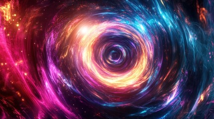 Vibrant abstract cosmic swirl of glowing neon colors and dynamic energy fields