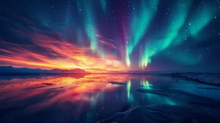 Schapenvacht deken オーロラの反射が美しい湖の風景10 © 雅
